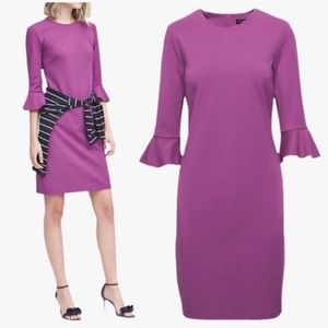 Banana Republic Elegant Purple Ponte Flutter Sleeve Career Dress Size 6 NWOT